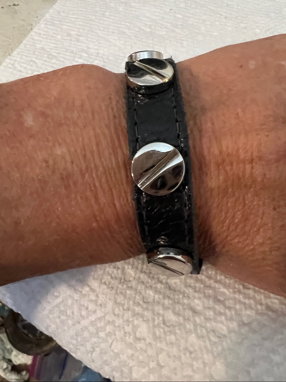 CC Skye Leather Wrap Round Bracelet black studs